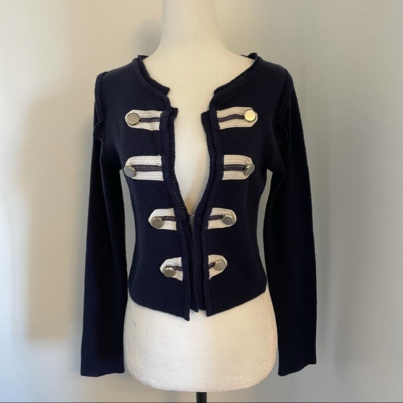 Moschino Cheap and Chic wool military hook and eye sweater - Picture 1 of 5